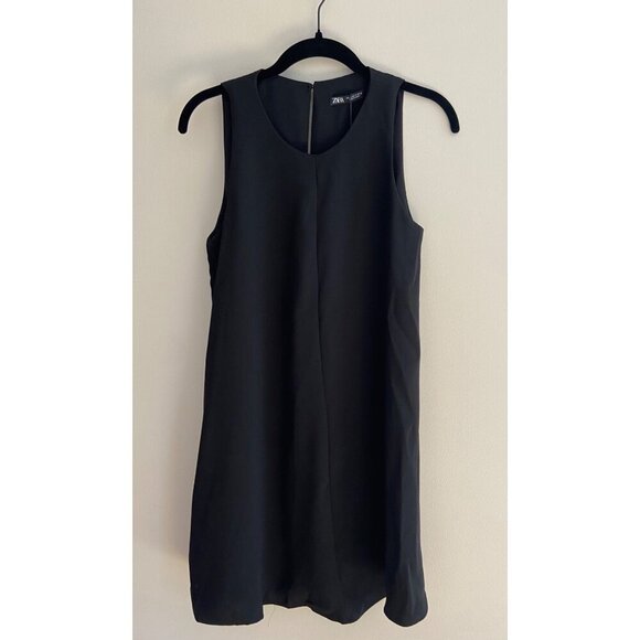Zara NWT Minimalist Mini Sleeveless Shift Little Black Dress Size Small - Picture 3 of 10